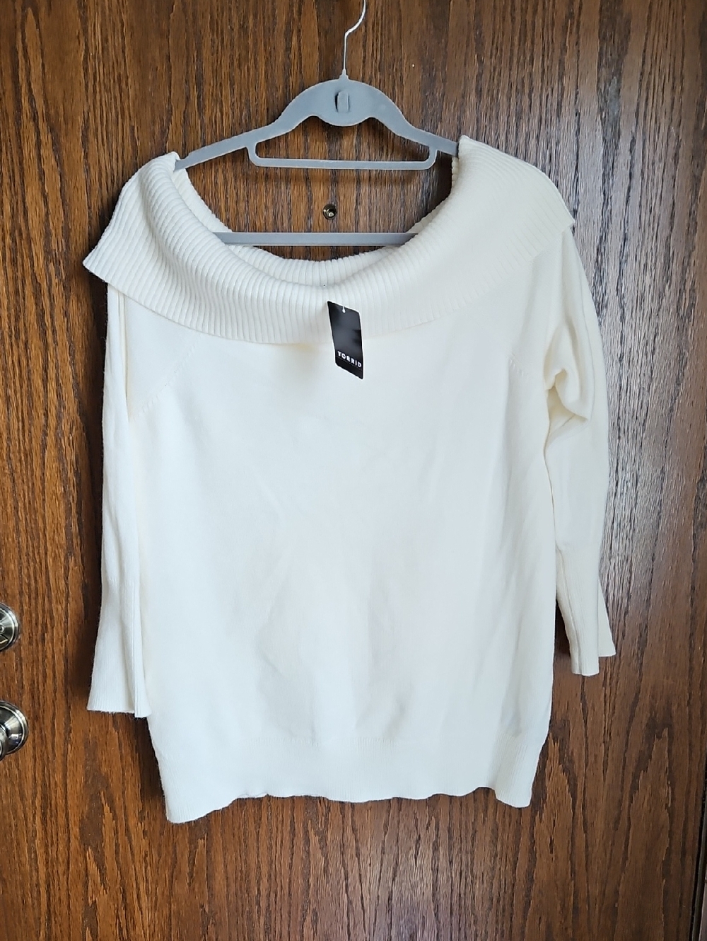 torrid Cream Off-the-Shoulder Cozy Knit Sweater